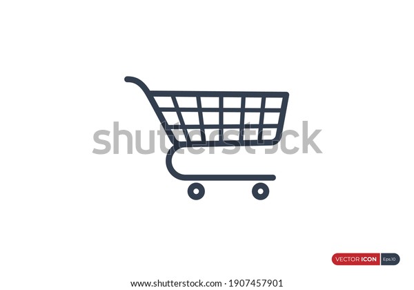 Shopping Cart Icon\
Line isolated on White Background. Flat Vector Illustration Usable\
for Web and Mobile Apps. Shopping Trolley Vector Icon Design\
Template Element.