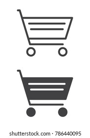 Shopping cart icon, line and solid version, outline and filled vector sign, linear and full pictogram isolated on white. Shopping trolley symbol, logo illustration. Pixel perfect vector graphics