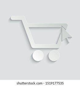  shopping cart icon. line style paper icon  with shadow 