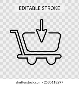 Shopping cart icon in line style editable stroke. Shop basket internet linear symbol. Market purchase outline sign. Buy click banner for online store. Vector illustration isolated on white background