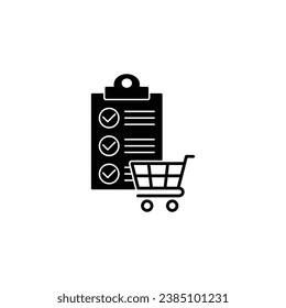 shopping cart icon with  shopping list vector sign order icon