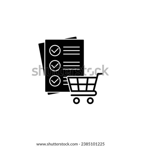 shopping cart icon with  shopping list vector sign order icon