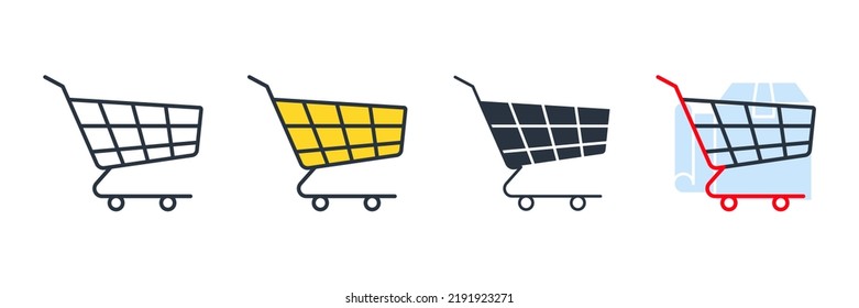 shopping cart icon logo vector illustration. Trolley Cart symbol template for graphic and web design collection