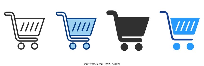 Shopping Cart Icon Multiple Style Vector Collection