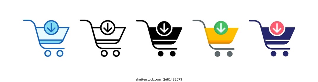 Shopping Cart Icon Multiple Style Set Collection.