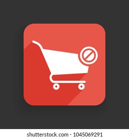 Shopping cart icon with not allowed sign. Shopping cart icon and block, forbidden, prohibit symbol. Vector icon