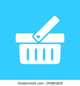 Shopping cart icon on a blue background