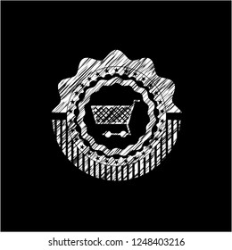 shopping cart icon on chalkboard
