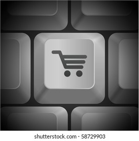 Icono del carrito de compras en el teclado del ordenador Ilustración original