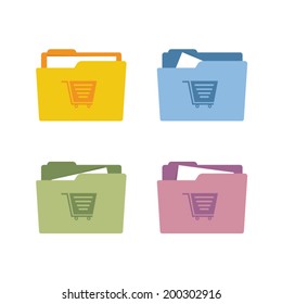 Shopping cart icon on a folder