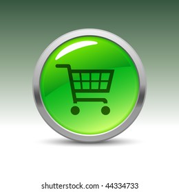 Shopping Cart Icon On Green Button