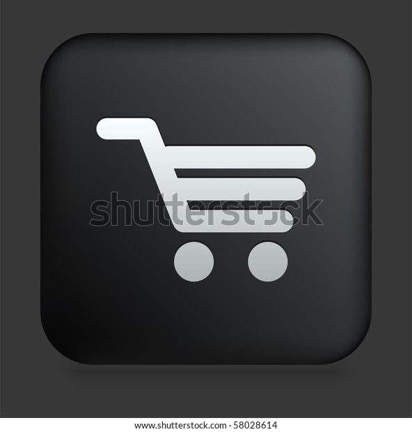 正方形の黒いインターネットボタンの上にショッピングカートのアイコンオリジナルイラスト のベクター画像素材 ロイヤリティフリー