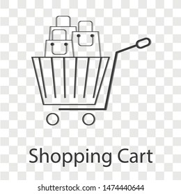 Shopping cart icon on transparency background. Vector illustration.