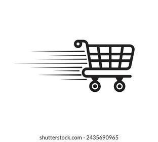 Icono del carrito de compras sobre fondo blanco, diseño plano, concepto global de compras en línea. Ilustración de vector