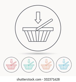 Shopping cart icon. Online buying sign. Linear circle icons.
