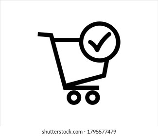 Shopping cart icon outline and linear vector.