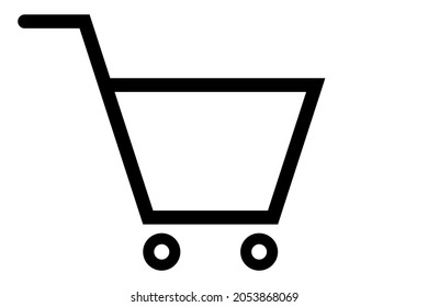 Shopping cart icon. Outline cart symbol. Trolley vector in black. Transparent pictogram