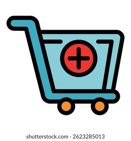 Shopping cart icon. Outline shopping cart vector icon color flat isolated