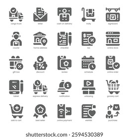 Shopping Cart Icon pack for your website, mobile, presentation, and logo design. Shopping Cart Icon solid design. Vector graphics illustration and editable stroke.