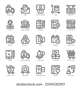 Shopping Cart Icon pack for your website, mobile, presentation, and logo design. Shopping Cart Icon outline design. Vector graphics illustration and editable stroke.