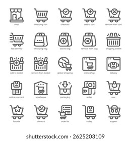 Shopping Cart Icon pack for your website, mobile, presentation, and logo design. Shopping Cart Icon outline design. Vector graphics illustration and editable stroke.