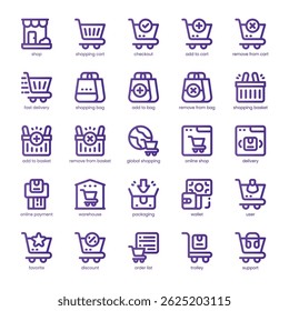 Shopping Cart Icon pack for your website, mobile, presentation, and logo design. Shopping Cart Icon line basic color design. Vector graphics illustration and editable stroke.