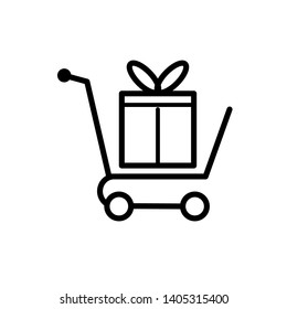 Shopping Cart Icon - Packaging or Gift Illustration As A Simple Vector Sign & Trendy Symbol for Design and Websites, Presentation or Mobile Application.