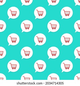 Shopping Cart icon pattern on green background. Vector illustration.