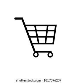 Shopping cart. Icon, pictogram. Black and white vector illustration