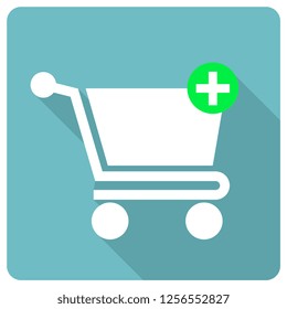 shopping cart icon with plus indicator. vector illustration 