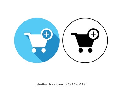 Shopping cart icon with plus sign for web buttons, shopping cart icons, shopping trolley icon