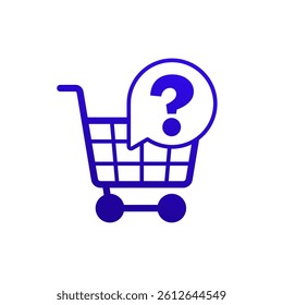 shopping cart icon with a question
