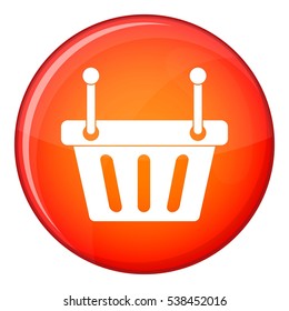 Shopping cart icon in red circle isolated on white background vector illustration