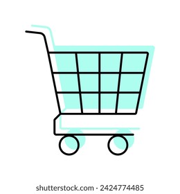 Shopping Cart icon, cart, shopping, retail, purchase color shadow thinline icon, editable vector icon, pixel perfect, illustrator ai file