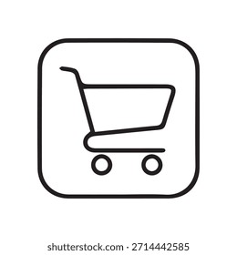 Icono de Carrito de compras en cuadrado redondeado. Símbolo de comercio electrónico, venta al por menor y compra. Vector de contorno simple.