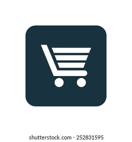 shopping cart icon Rounded squares button, on white background 