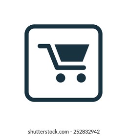 shopping cart icon Rounded squares button, on white background 