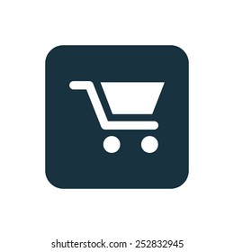 shopping cart icon Rounded squares button, on white background 