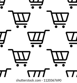 Shopping Cart Icon Seamless Pattern Vector Art Illustration