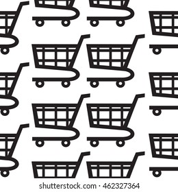 Shopping cart icon seamless pattern on white background. Vector Illustration
