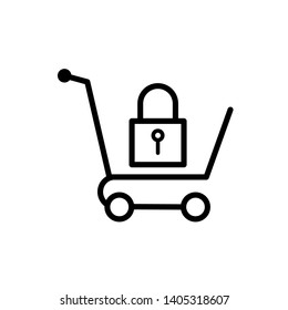 Shopping Cart Icon - Secure, Protect or Private Transaction Illustration As A Simple Vector Sign & Trendy Symbol for Design and Websites, Presentation or Mobile Application.