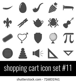 Shopping cart. Icon set 11. Gray icons on white background.