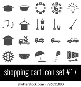 Shopping cart. Icon set 17. Gray icons on white background.
