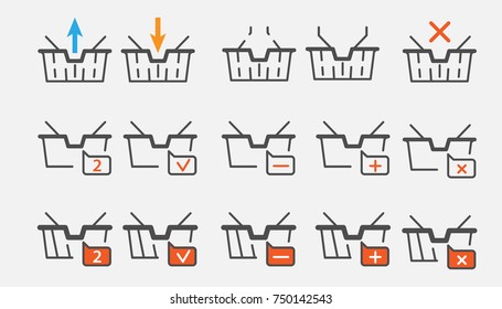 shopping cart icon, set