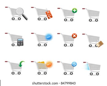shopping cart icon set