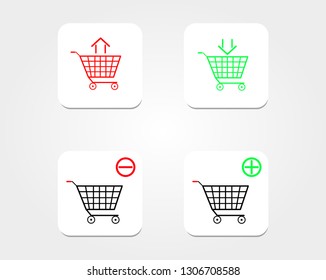 Shopping Cart Icon Set, add and remove.