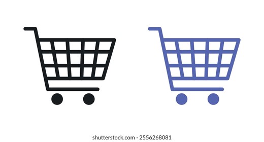 shopping cart icon set in black and colored versions.