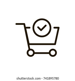 Shopping cart icon set. Collection of high quality outline e-commerce pictograms in modern flat style. Black cart symbol for web design and mobile app on white background. Internet line logo.