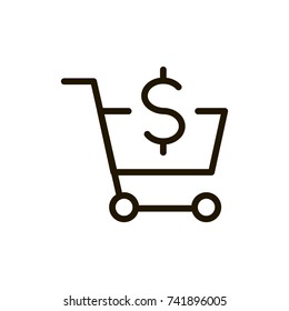 Shopping cart icon set. Collection of high quality outline e-commerce pictograms in modern flat style. Black cart symbol for web design and mobile app on white background. Internet line logo.