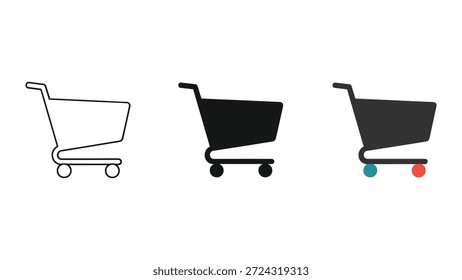 Conjunto de iconos de Carrito de compras con diferentes estilos